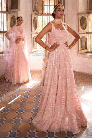 Champagne blush anarkali gown set