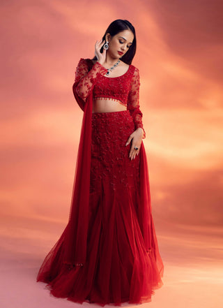 Eden red lehenga set