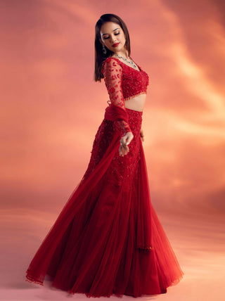 Eden red lehenga set