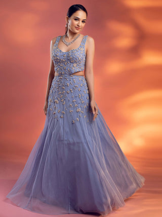 Aubrey blue embellished gown