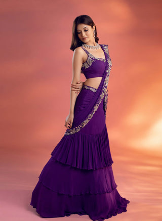 Terra purple saree and blouse