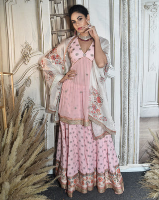 Sylvan pink kurti with palazzo and dupatta