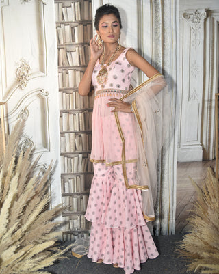 Sylvan pink sharara set