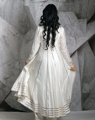 Gota ivory chanderi anarkali set