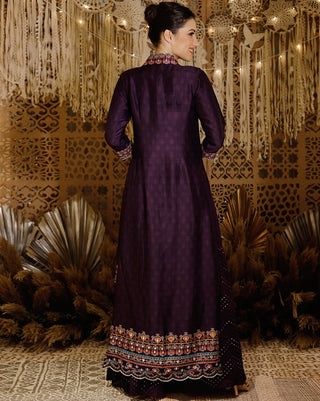 Purple jacket with kurta and palazzo