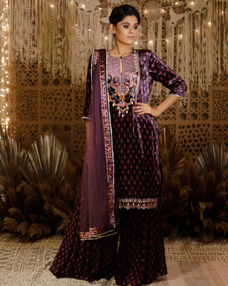 Chanel purple printed kurta and palazzo set