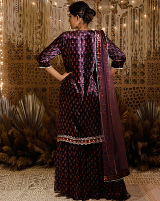 Chanel purple printed kurta and palazzo set