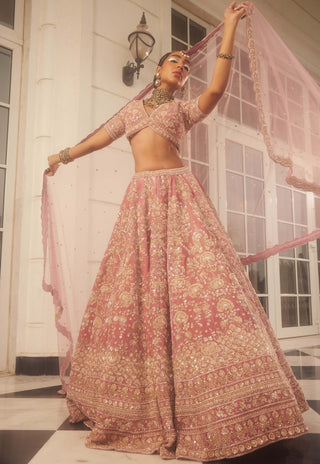 Kundan mauve embroidered lehenga set