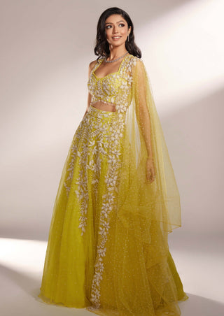 Iris lime yellow lehenga set