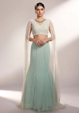 Cielle aqua blue lehenga and blouse