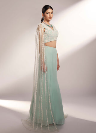 Cielle aqua blue lehenga and blouse