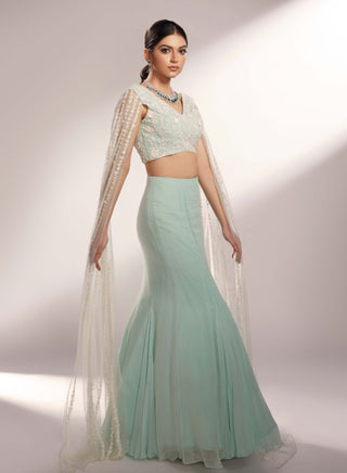 Cielle aqua blue lehenga and blouse