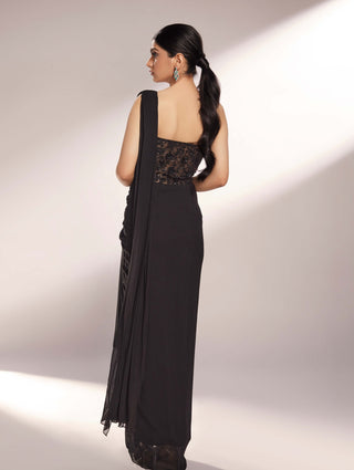 Lynn black embroidered gown