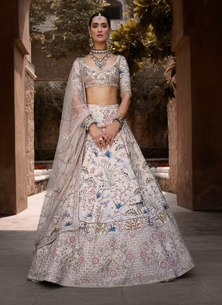 Ivory shikargah lehenga set