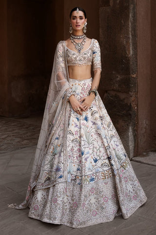 Ivory shikargah lehenga set