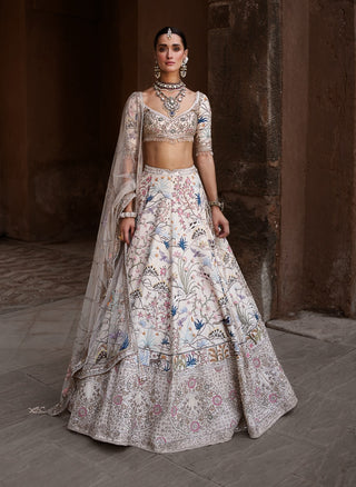 Ivory shikargah lehenga set