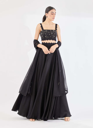 Midnight black cloudland lehenga set