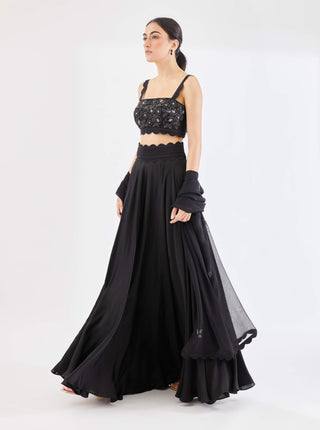 Midnight black cloudland lehenga set