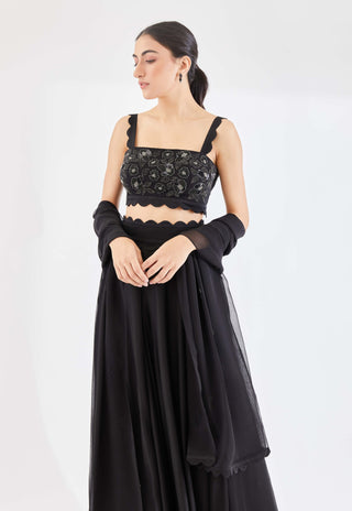 Midnight black cloudland lehenga set