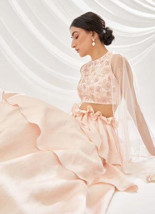 Blush layered lehenga set