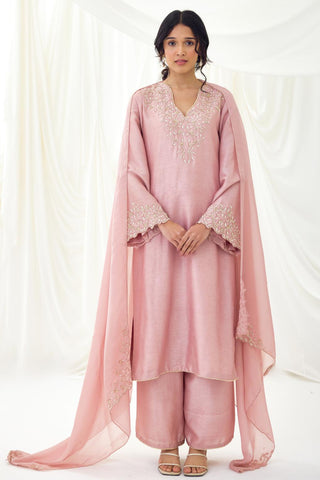 Rose kurta Set with cutwork embroidery