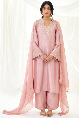 Rose kurta Set with cutwork embroidery