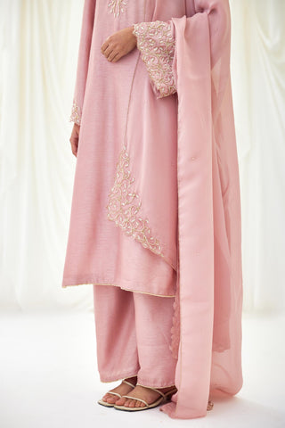 Rose kurta Set with cutwork embroidery