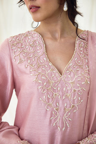 Rose kurta Set with cutwork embroidery