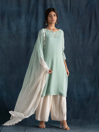 Mint and ivory kurta and palazzo set