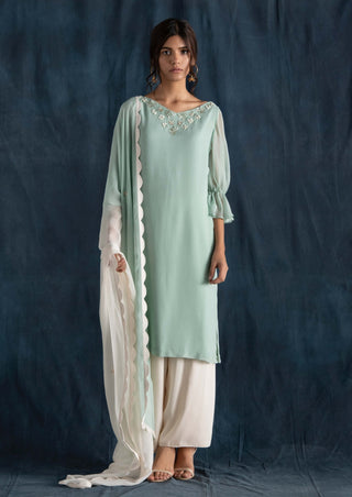 Mint and ivory kurta and palazzo set