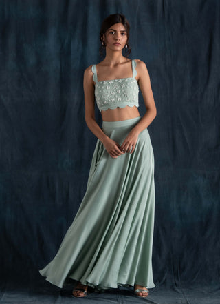 Mint scallop detail lehenga set