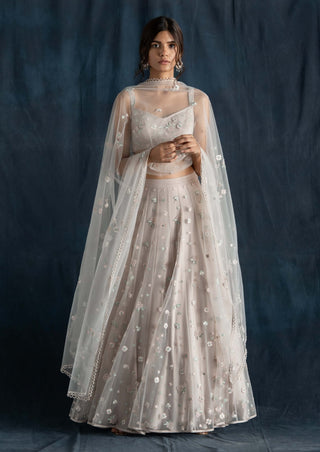 Soft gray embroidered lehenga set