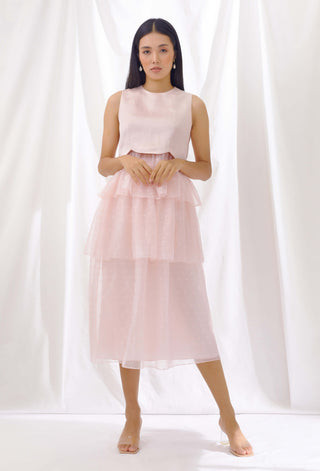 Rosewater peplum top and skirt