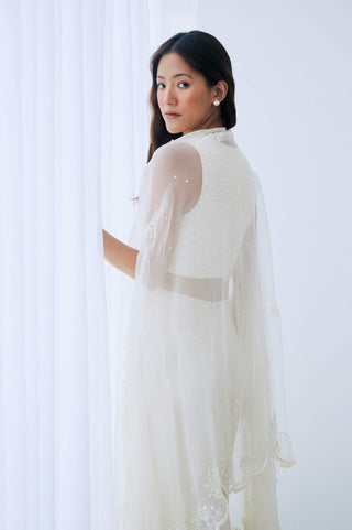 Ivory organza cloud cape