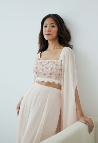 Blush cloudland cape and wide pant set