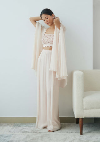 Blush cloudland cape and wide pant set