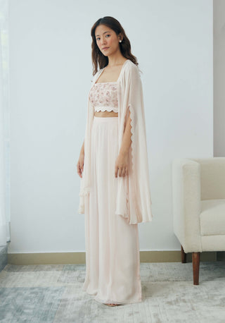 Blush cloudland cape and wide pant set