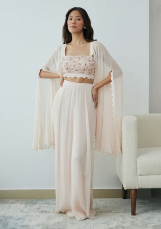 Blush cloudland cape and wide pant set