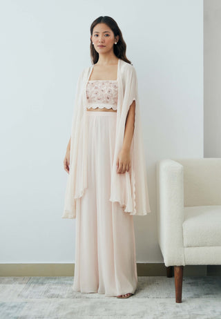 Blush cloudland cape and wide pant set