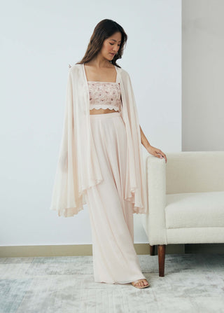 Blush cloudland cape and wide pant set