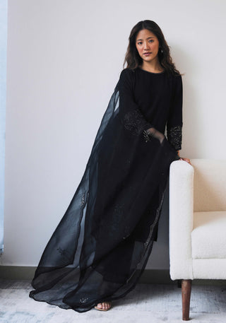 Midnight black georgette kurta set