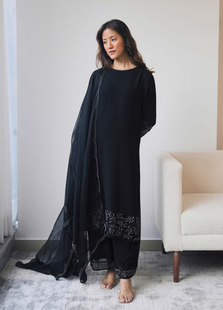 Midnight black georgette kurta set