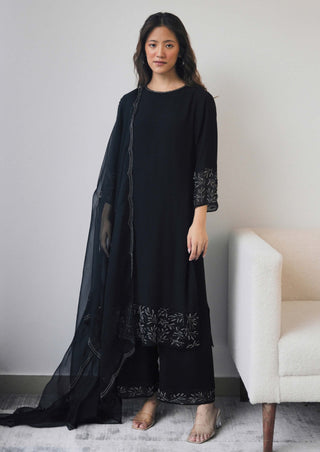 Midnight black georgette kurta set