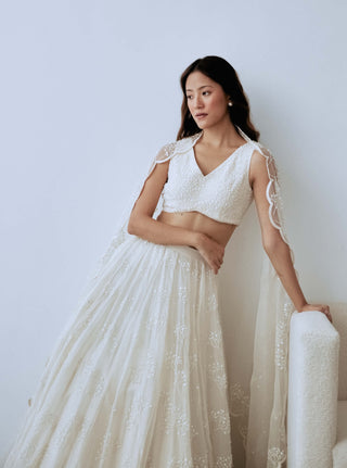 Ivory frosted sequins lehenga set