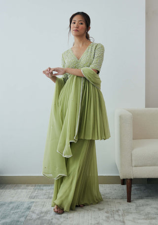 New leaf green sharara set