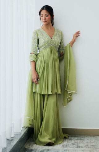 New leaf green sharara set