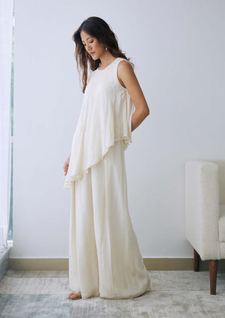 Ivory asymmetrical tunic and pants