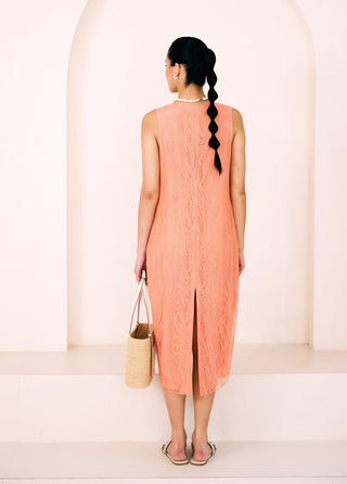 Peach sunset gathered dress