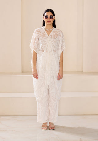 Pearly white kaftan tunic and pants