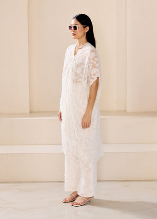 Pearly white kaftan tunic and pants